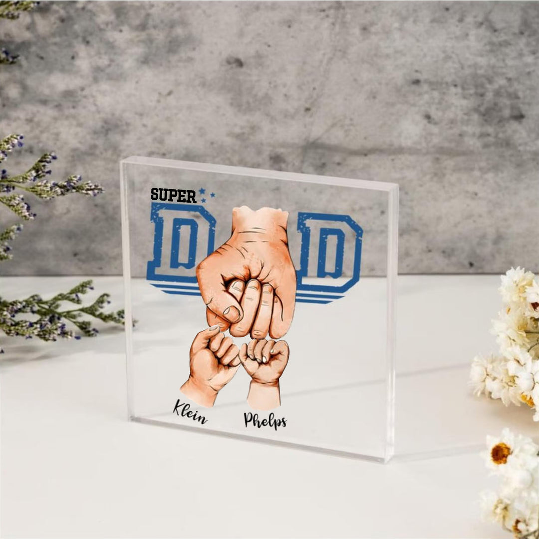 Cadeaux pour papa, prénoms personnalisés en acrylique pour papa et enfants
