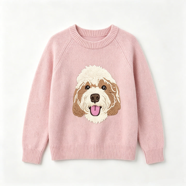Pull tricoté personnalisé avec portrait de votre animal, prénom brodé, cadeau pour maman de chien et amoureux des animaux