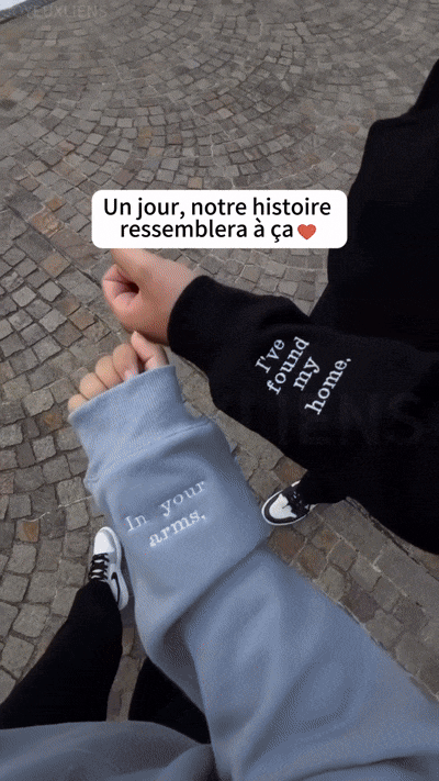 Sweat-shirt pour couple avec date et chiffres romains brodéssur mesure