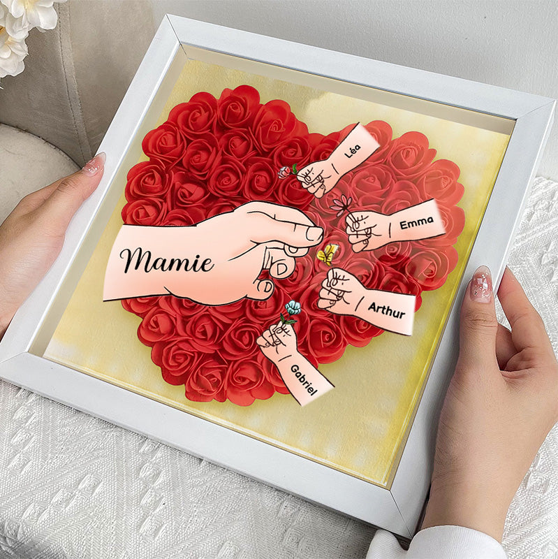 Cadeau Souvenir pour Maman – Boîtes à fleurs personnalisées avec 8 noms et motifs floraux