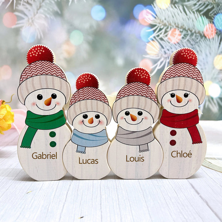 Puzzle de Noël personnalisé en bois, bonhomme de neige, cadeaux pour la famille