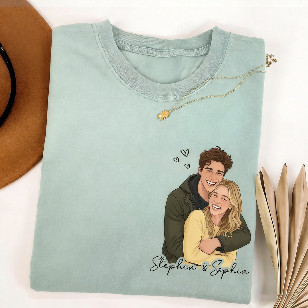 Sweat à capuche avec transfert thermique portrait, cadeau idéal pour les couples, la famille et les amis.