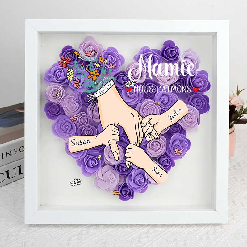 L'amour familial fleurit pour toujours – Boîte à fleurs personnalisée pour maman et grand-mère avec nom
