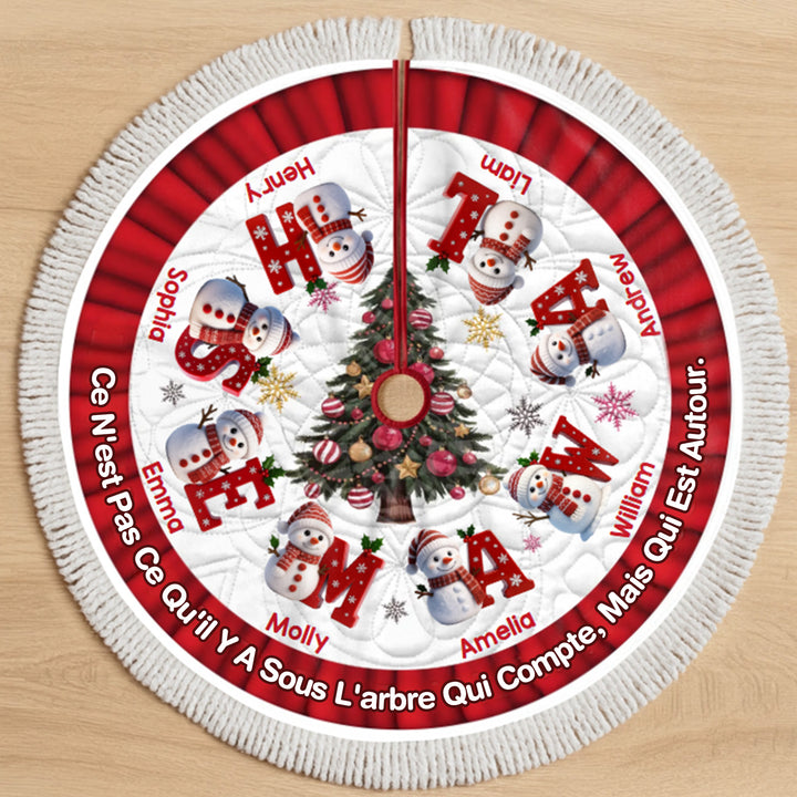 Jupe de sapin de Noël personnalisée avec bonhomme de neige - Cadeaux de Noël personnalisés