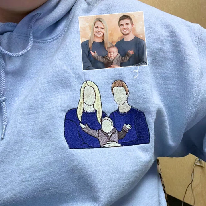 T-shirt brodé personnalisé avec portrait de maman