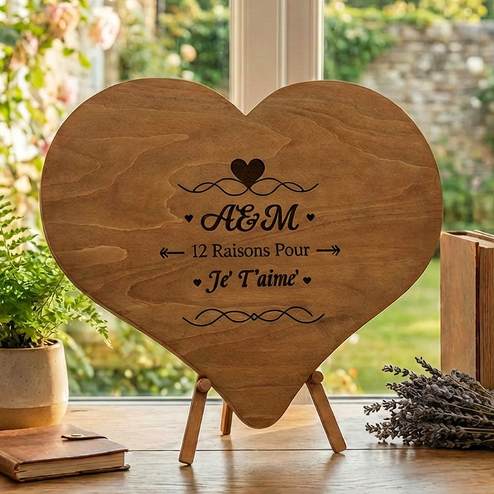 12 raisons pour lesquelles je t'aime - Puzzle en bois unique - Cadeau de Saint-Valentin pour lui/elle
