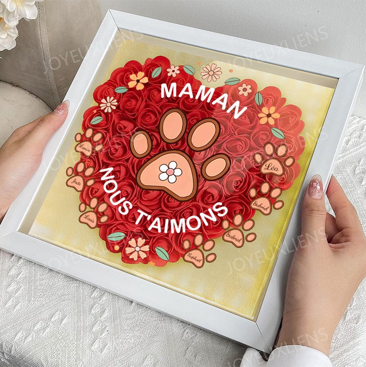 Boîte d’ombre empreintes de pattes – Cadeau de fête des mères unique