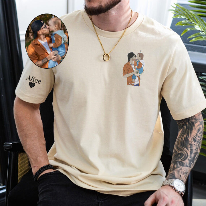 Sweat-shirt papa photo personnalisé-cadeau de famille Broderie de couleur