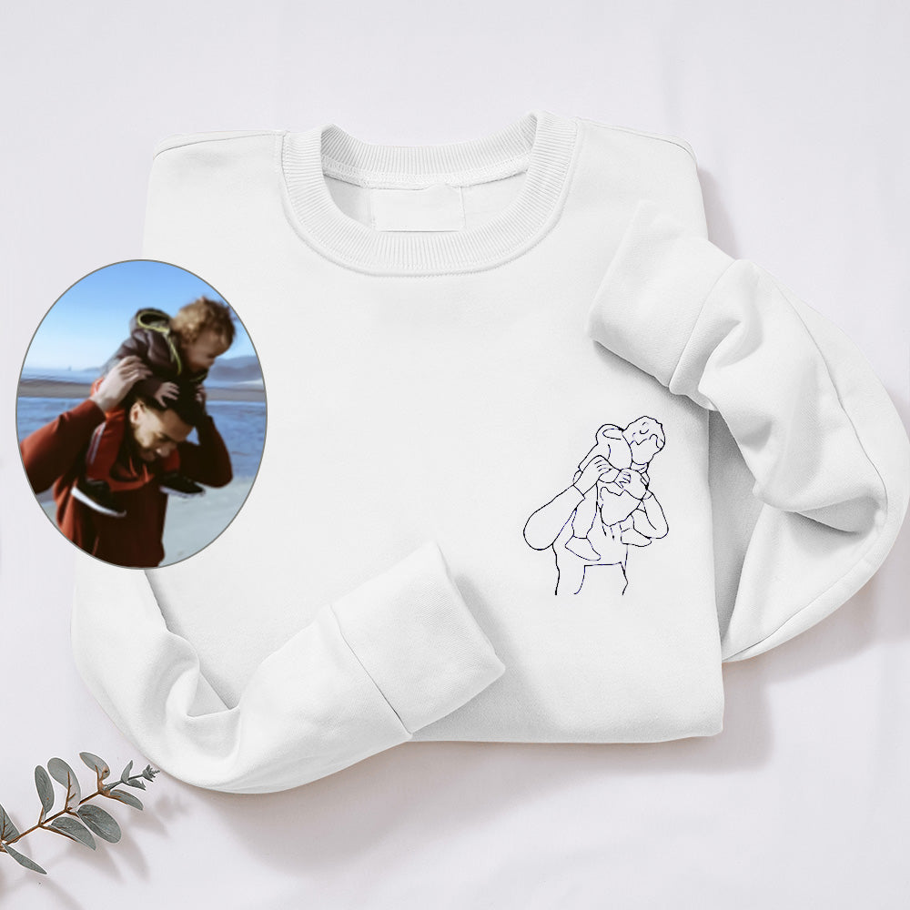 Sweat à capuche personnalisé imprimé pour père avec portrait en contour