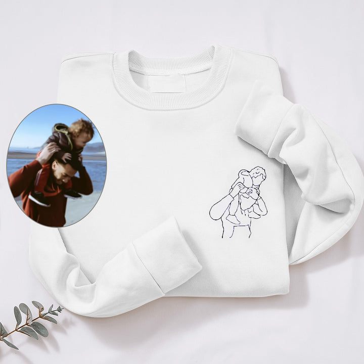 Sweat à capuche personnalisé imprimé pour père avec portrait en contour