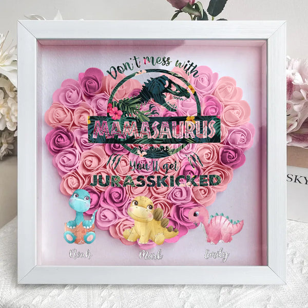 Ne plaisantez pas avec Mamasaurus, vous serez frappé par le Jurasskick - Boîte à fleurs personnalisée