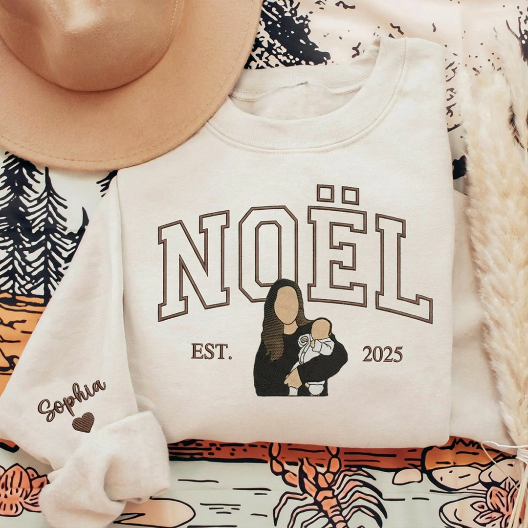 Sweat-shirt/sweat à capuche personnalisé avec surnom et photo brodée, cadeaux de Noël