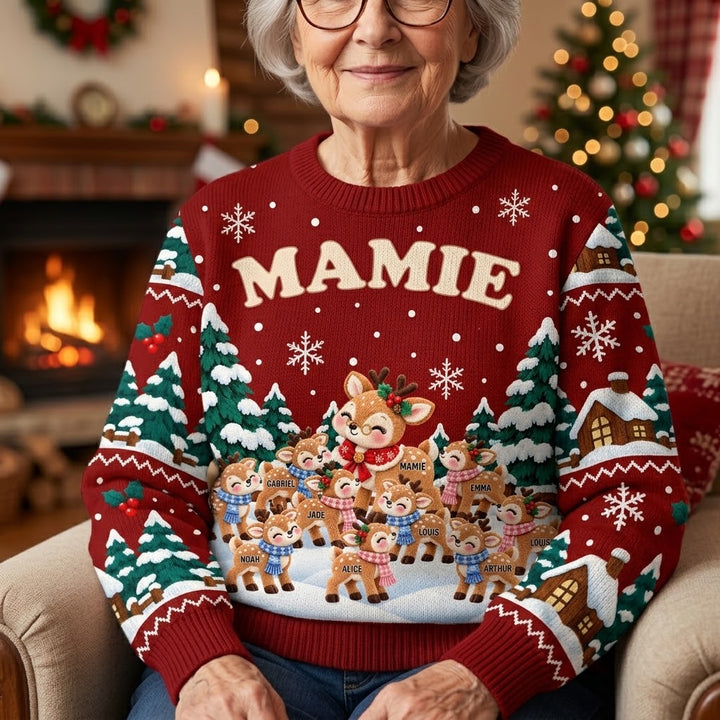 Sweat-shirt de Noël personnalisé imprimé - Mamie Renne