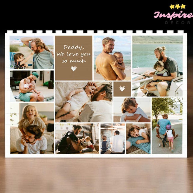 Des blocs de construction pour collage photo personnalisés — un cadeau pour papa