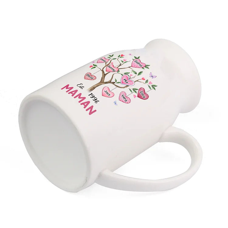 Vase à Fleurs Arbre 2-8 Prénoms Personnalisés avec Texte et Année