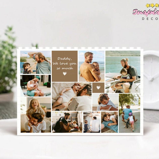 Des blocs de construction pour collage photo personnalisés — un cadeau pour papa