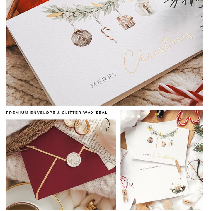 Carte de joyeux Noël avec enveloppe et cachet de cire