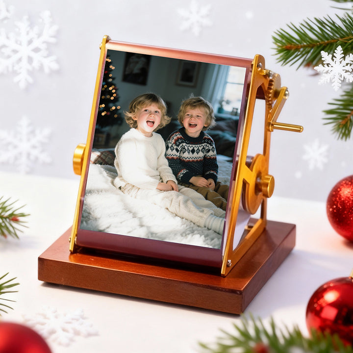Visionneuse de photos à manivelle personnalisée, cadre photo à spirale, cadeau de Noël