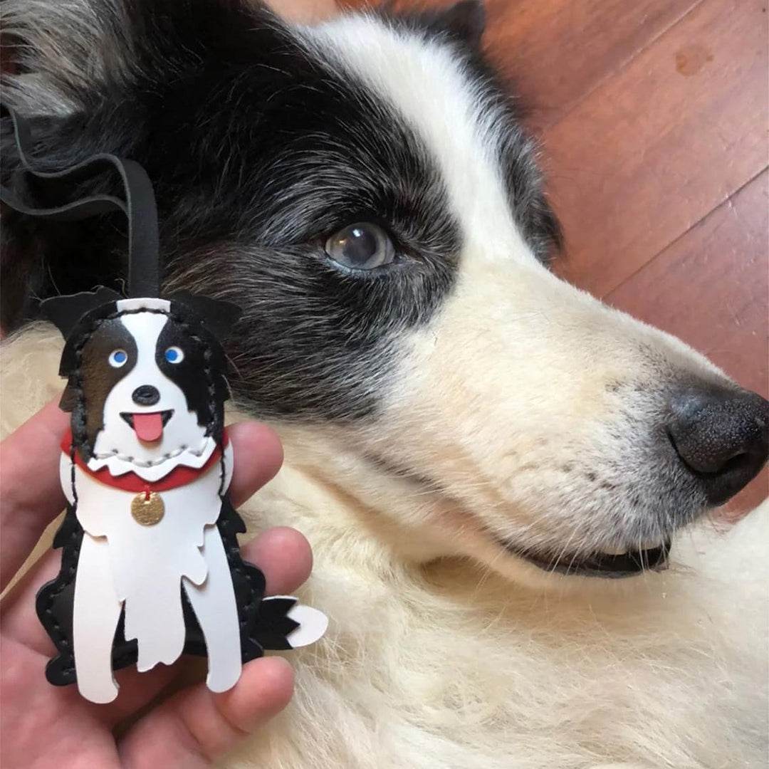 Porte-clés personnalisé en cuir avec portrait d'animal de compagnie, breloque de sac, cadeau commémoratif de Noël pour les amoureux des chiens et des chiens