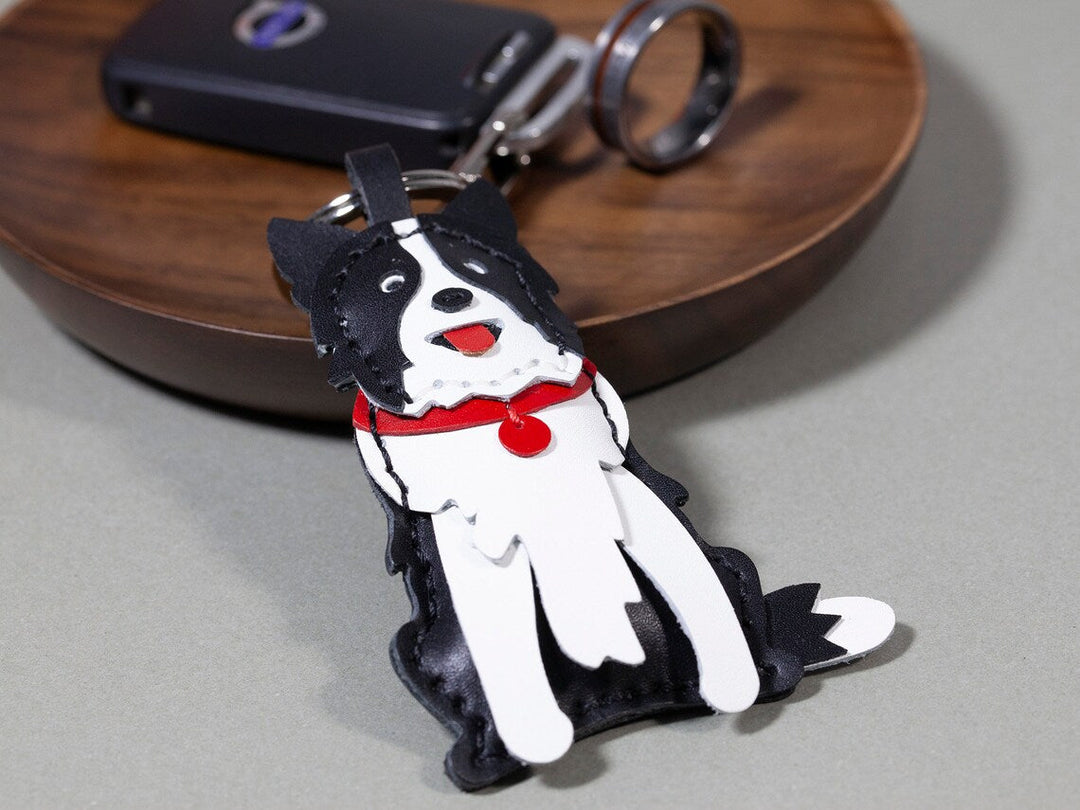 Porte-clés personnalisé en cuir avec portrait d'animal de compagnie, breloque de sac, cadeau commémoratif de Noël pour les amoureux des chiens et des chiens