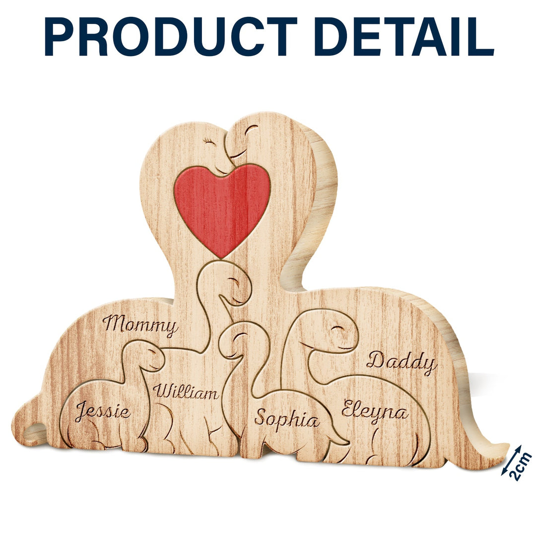 Dinosaures familiaux - Cadeau pour les parents 1-6 enfants - Puzzle en bois 🦕