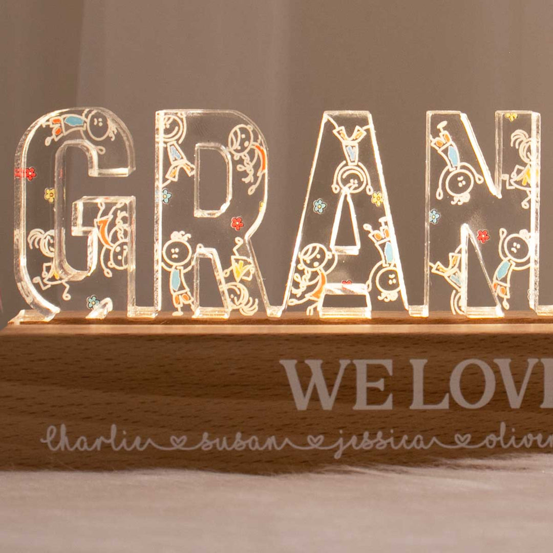 Veilleuse LED Personnalisée Dessinée par les Enfants pour Mamie