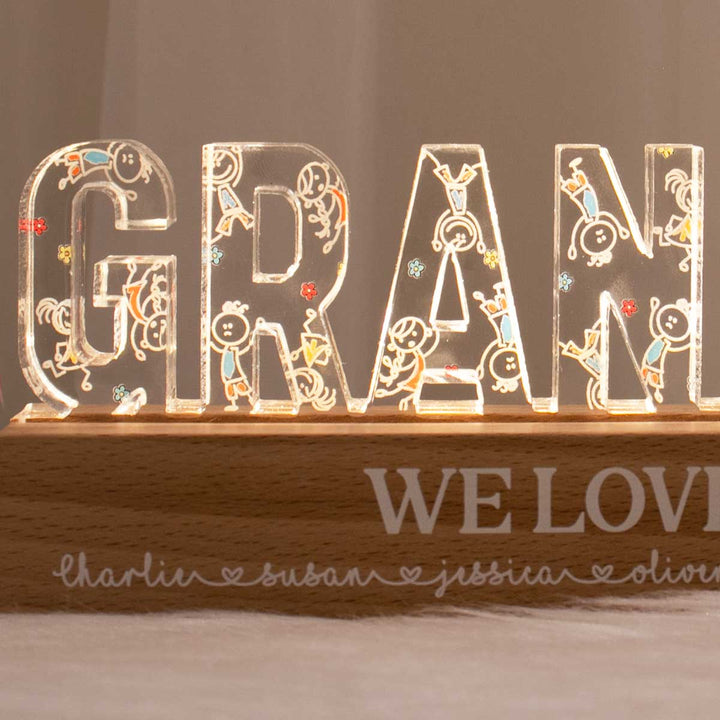Veilleuse LED Personnalisée Dessinée par les Enfants pour Mamie