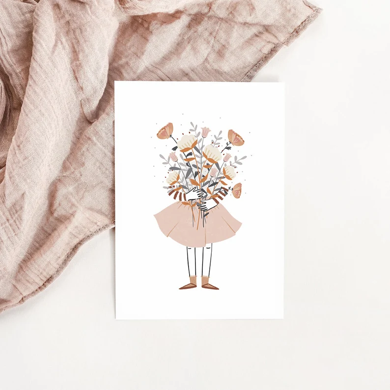 Carte amour fête des mères / petite fille
