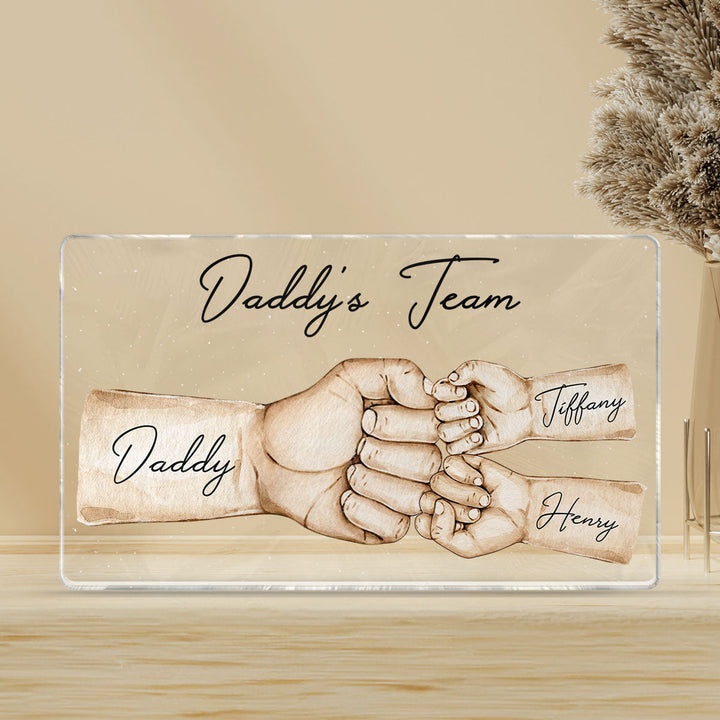 Plaque acrylique personnalisée -Daddy's Team Fist Bump