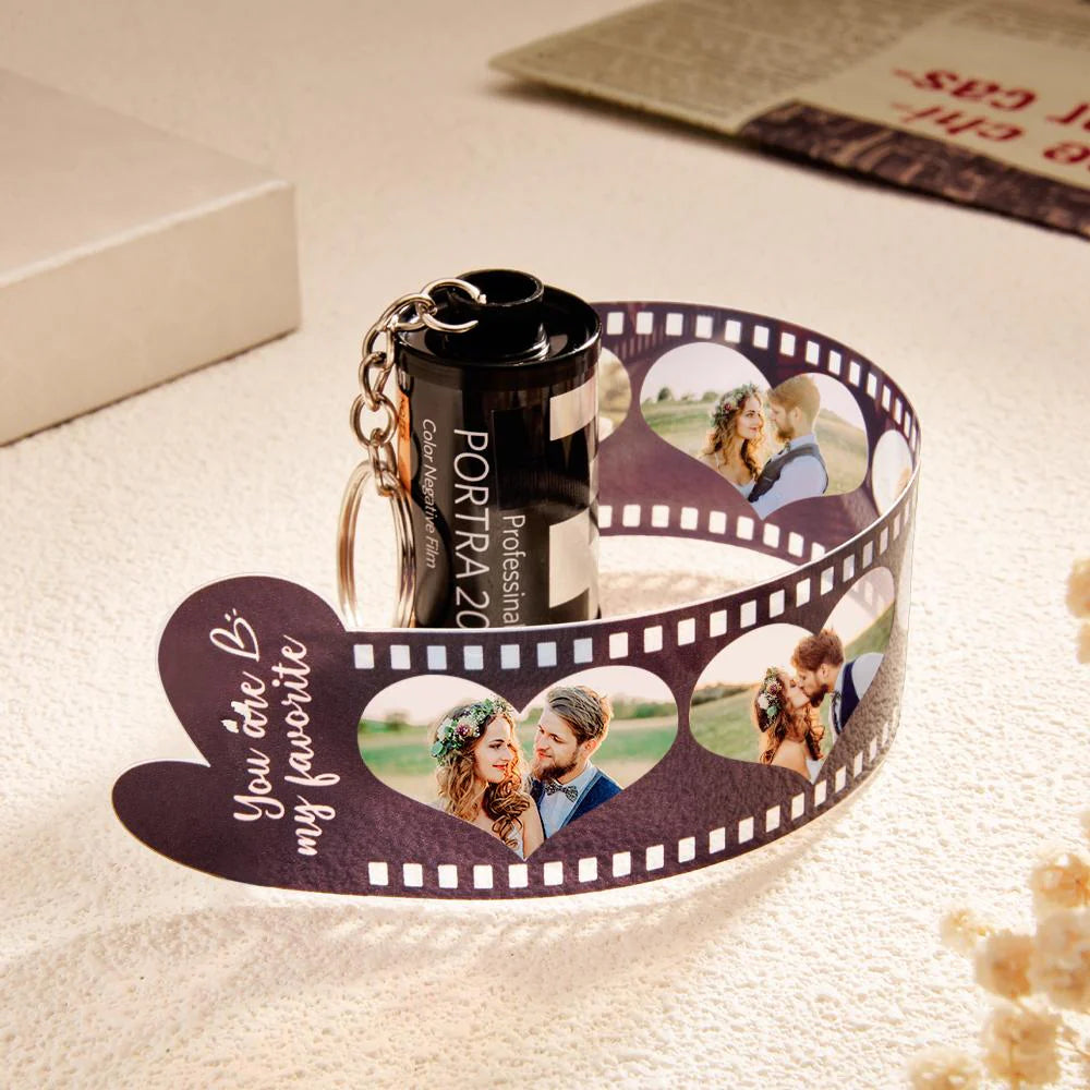 Porte-clés personnalisé, film d'appareil photo, cadeau créatif en forme de cœur
