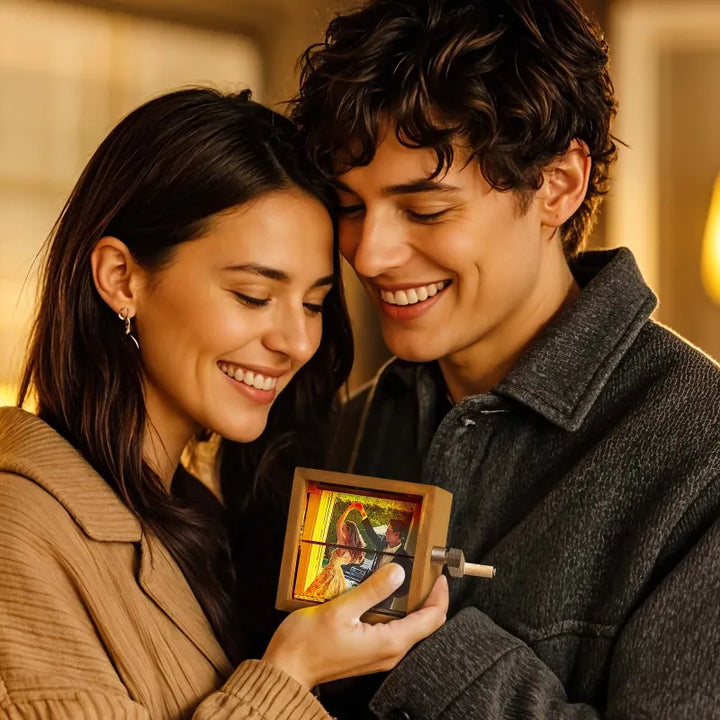Boîte à Flipbook à Manivelle pour les Amoureux – Souvenir Romantique et Personnalisé