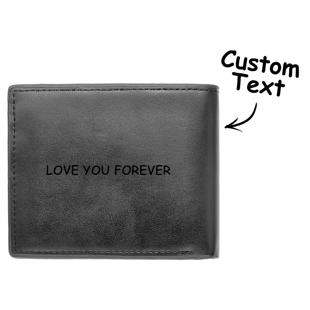 Portefeuille Flip Homme Photo Gravée Personnalisé Noir