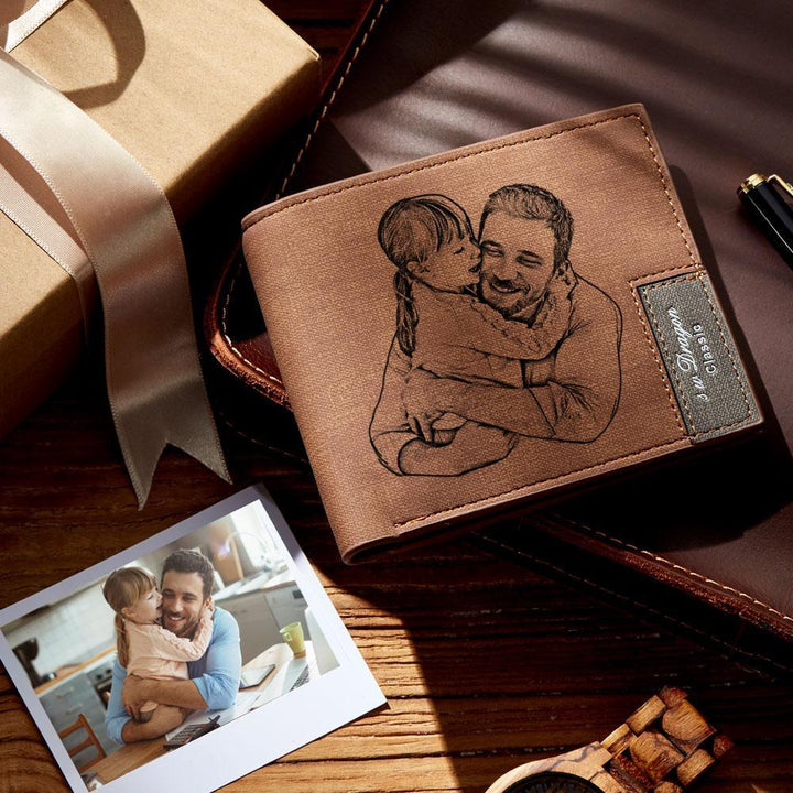 Portefeuille avec photo gravée Portefeuilles Cadeaux pour hommes
