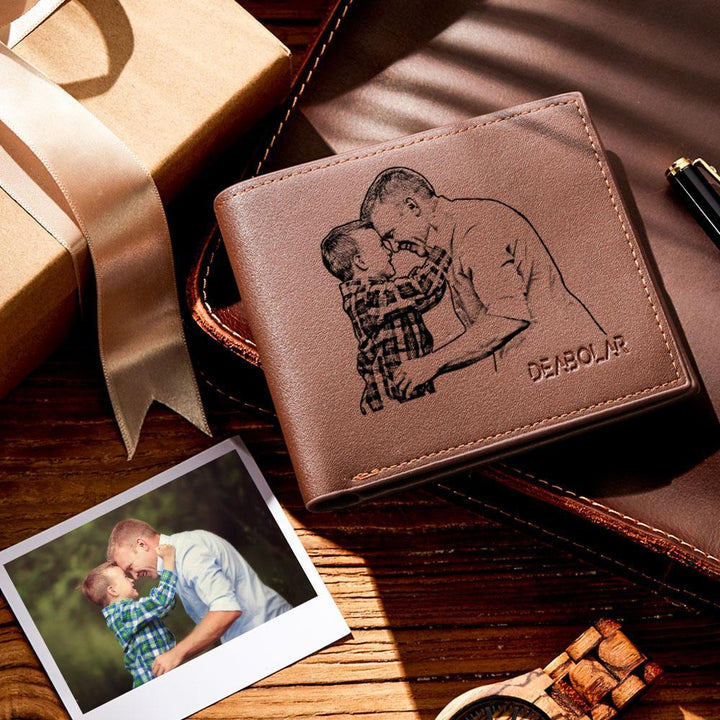 Portefeuille photo personnalisé gravé pour papa/hommes