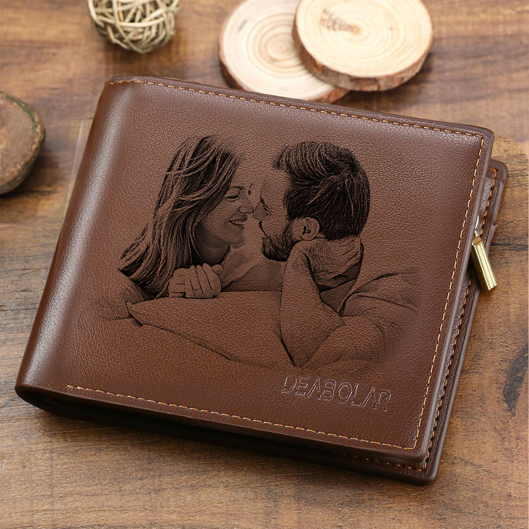 Portefeuille photo personnalisé gravé pour papa/hommes