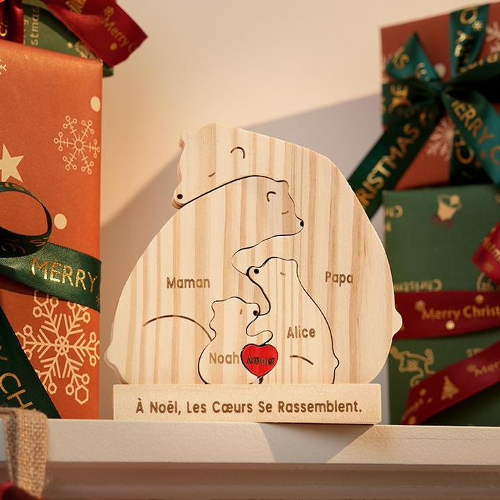 2 gros ours et 1 à 7 enfants - Famille - Puzzle familial ours en bois