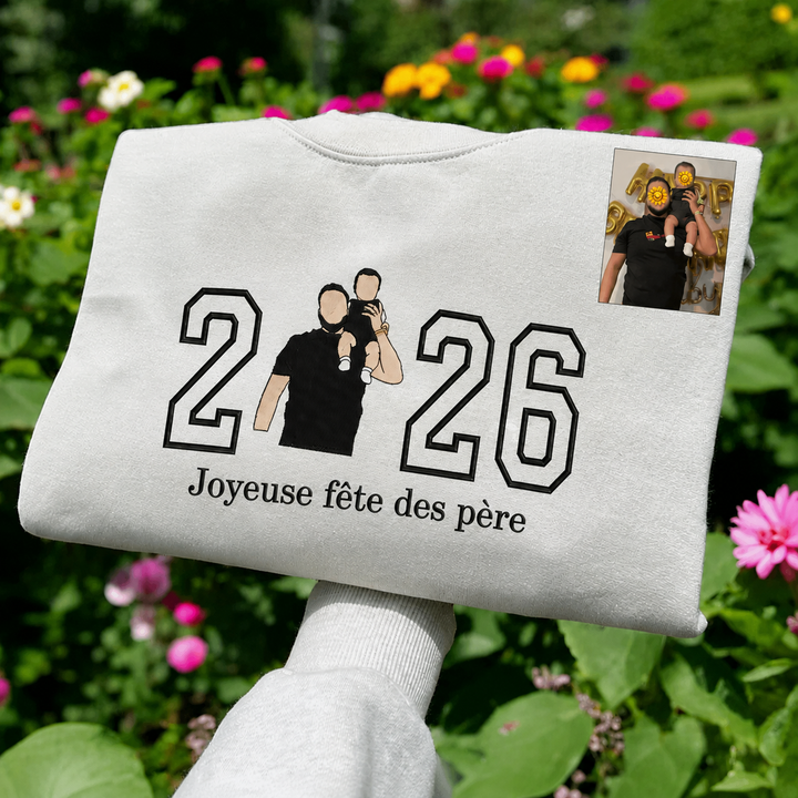 Sweat-shirt brodé Papa personnalisé – Cadeau pour les papas