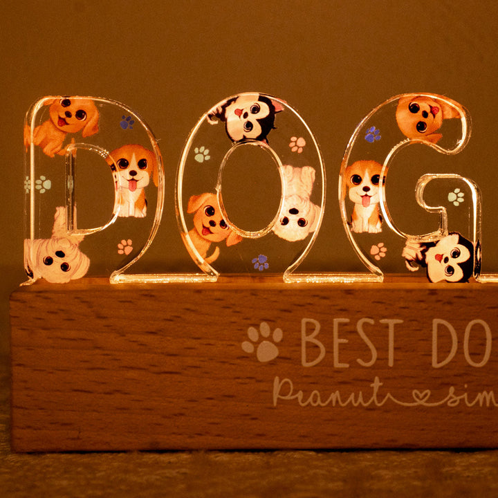 Veilleuse LED personnalisée pour maman chien avec chiots mignons