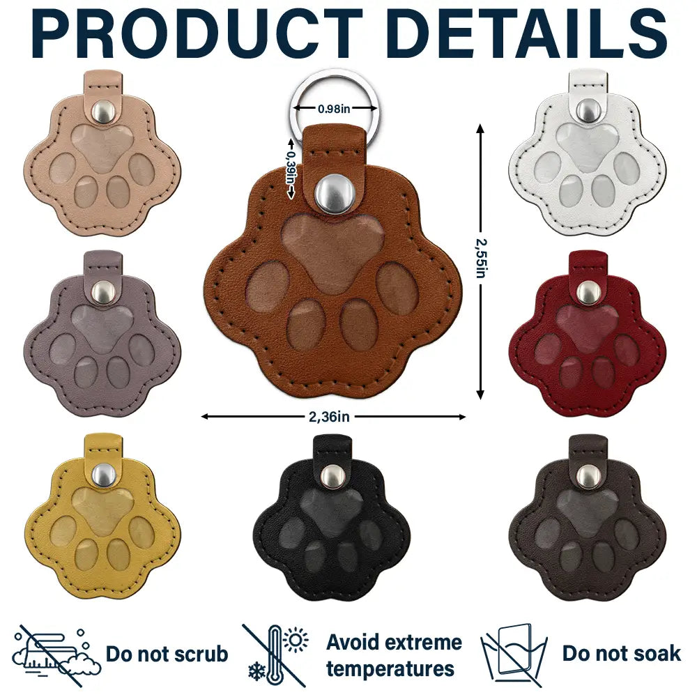 Portrait personnalisé de chien ou de chat - Porte-clés en cuir en forme de patte avec coutures