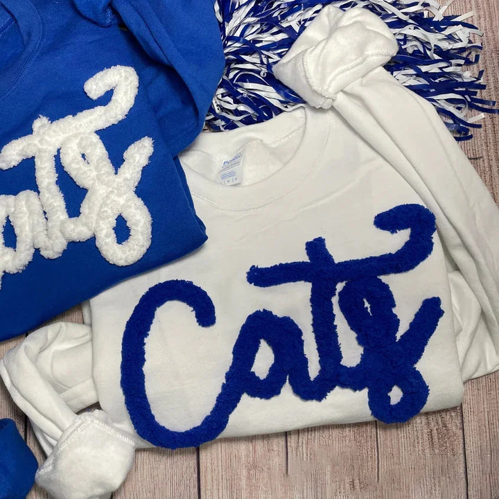 Sweat-shirt oversize personnalisé avec lettres en chenille brodées