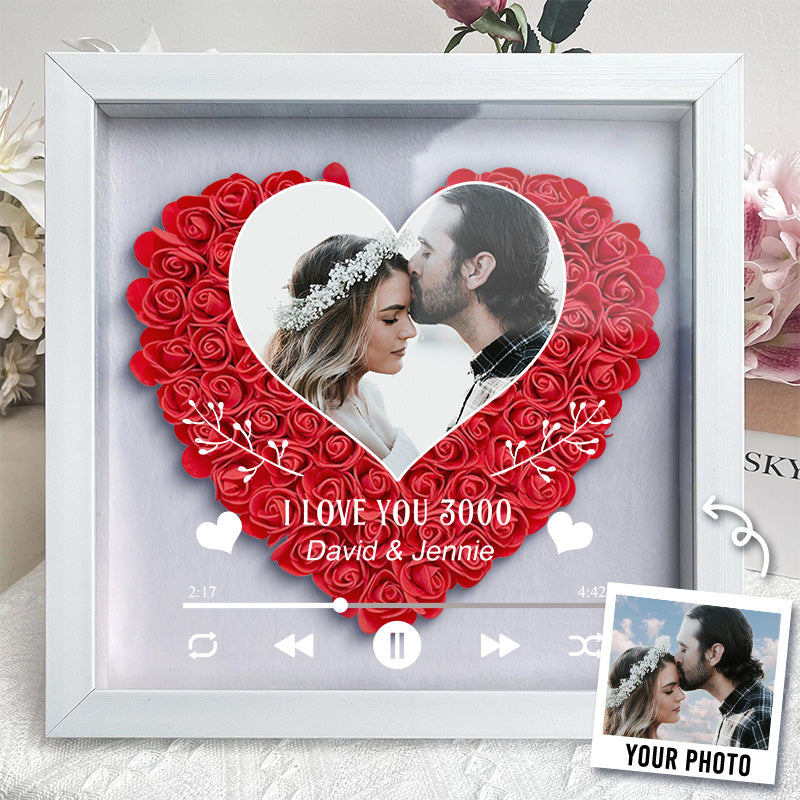 Photo personnalisée I Love You 3000 Boîte à fleurs pour Couple
