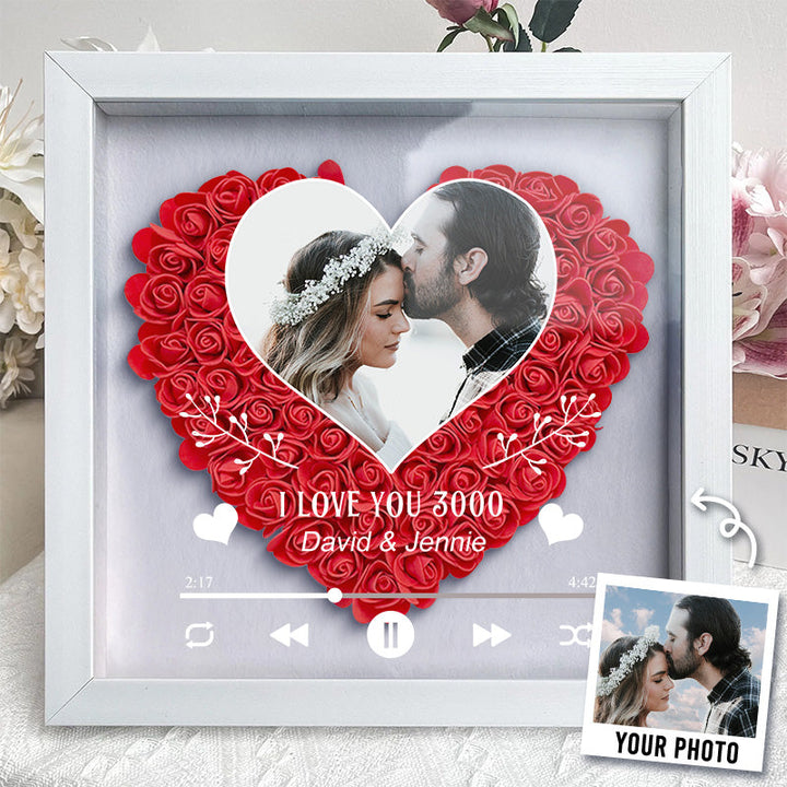 Photo personnalisée I Love You 3000 Boîte à fleurs pour Couple