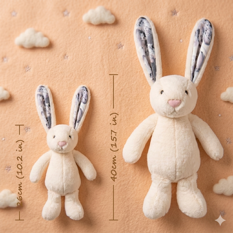 Doudou lapin personnalisé avec photo, cadeau pour les couples pour les anniversaires et Noël