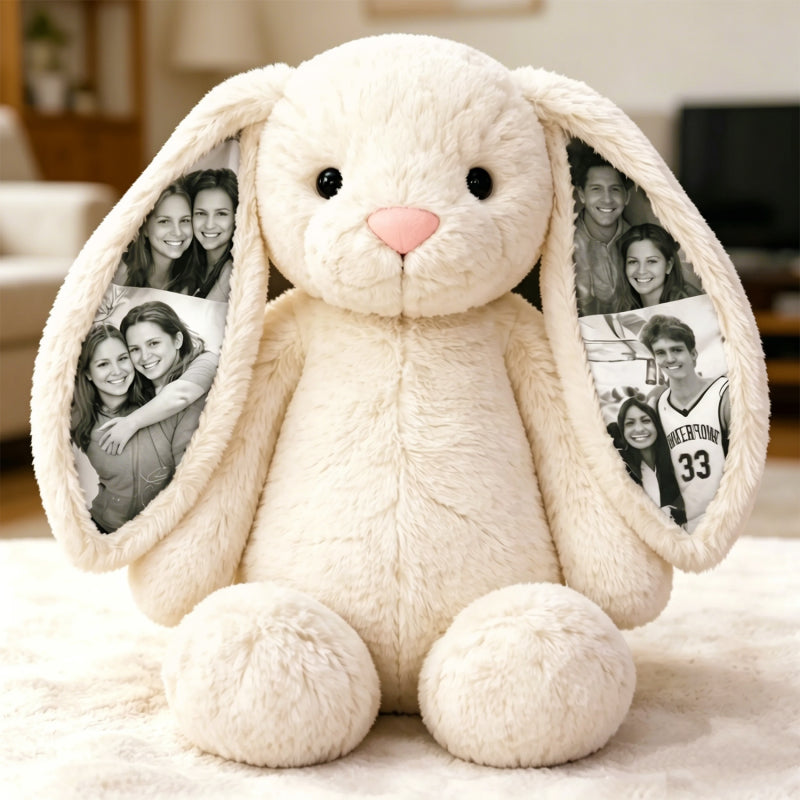 Doudou lapin personnalisé avec photo, cadeau pour les couples pour les anniversaires et Noël
