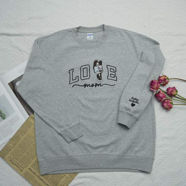 Portrait photo brodé personnalisé pour sweat-shirt d'amour de maman