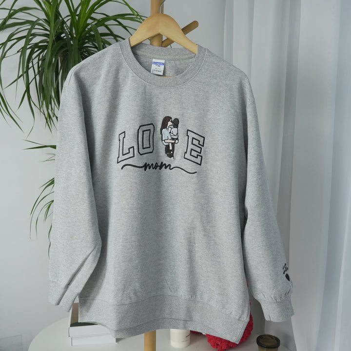 Portrait photo brodé personnalisé pour sweat-shirt d'amour de maman
