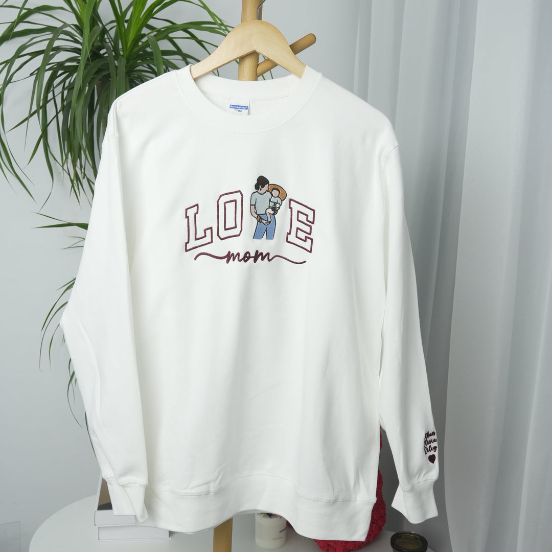 Portrait photo brodé personnalisé pour sweat-shirt d'amour de maman