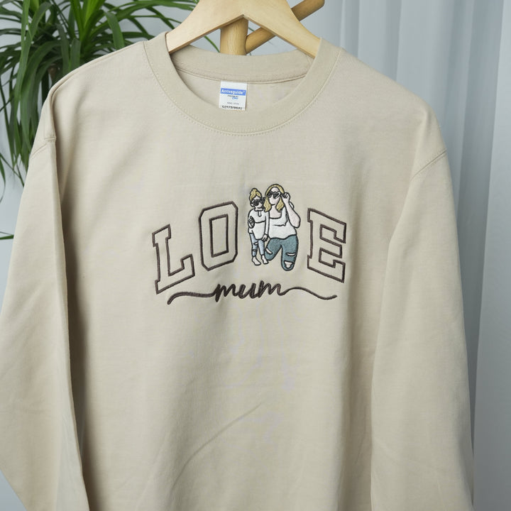 Portrait photo brodé personnalisé pour sweat-shirt d'amour de maman