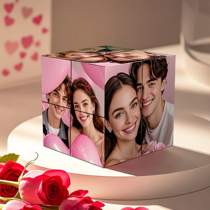 Cube Rubik personnalisé avec photo, cube photo infini et dessin animé, cube photo pliable pour couple, cadeau idéal pour Noël
