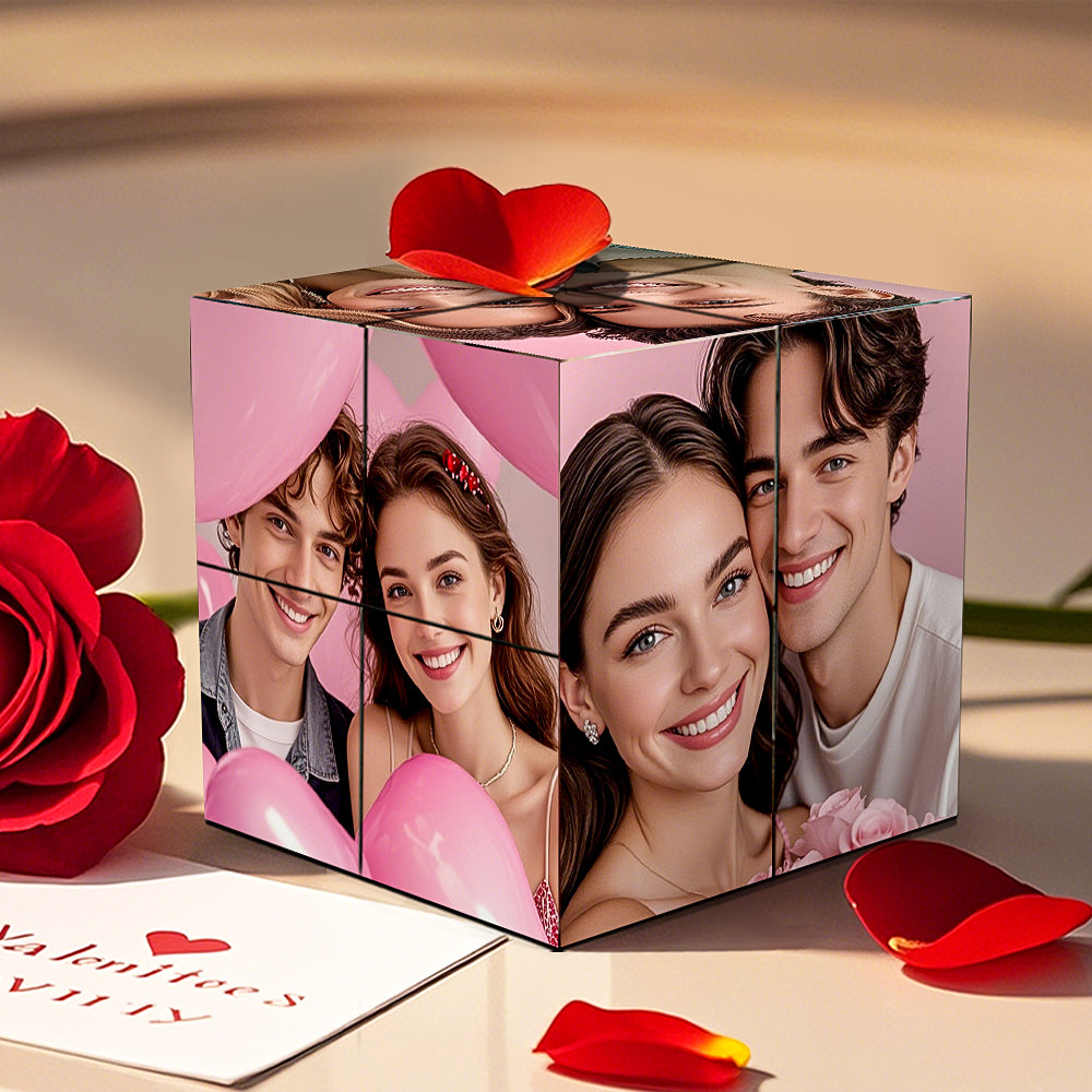 Cube Rubik personnalisé avec photo, cube photo infini et dessin animé, cube photo pliable pour couple, cadeau idéal pour Noël